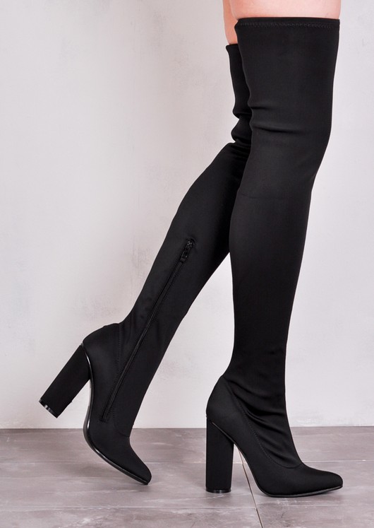 Over the Knee Long Boots in Strechy Lycra Bla