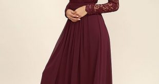 Awaken My Love Burgundy Long Sleeve Lace Maxi Dress | Prom dresses .