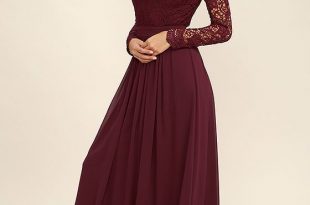 Awaken My Love Burgundy Long Sleeve Lace Maxi Dress | Prom dresses .