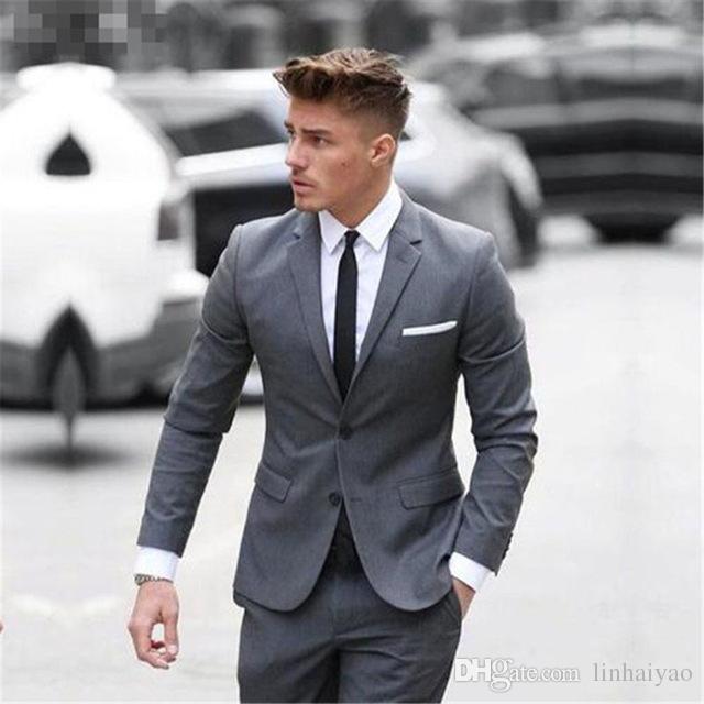 2020 Classic Grey Two Button Mens Suit Custom Made 2018 Mens Suits .