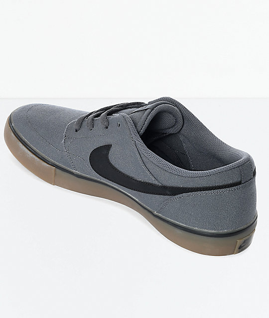 Nike SB Portmore II Dark Grey & Gum Canvas Skate Shoes | Zumi