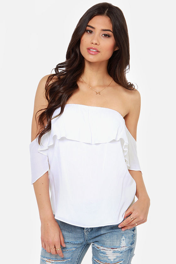 Pretty White Top - Off-the-Shoulder Top - Boho Top - $33.