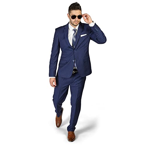 Blue Pinstripe Suit: Amazon.c