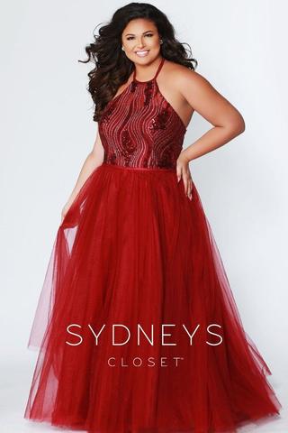 Sydneys Closet 7260 halter top plus size prom dress evening gown .