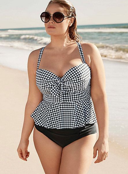 Plus Size Peplum Tankini Swimsuit (With images) | Plus size bikini .