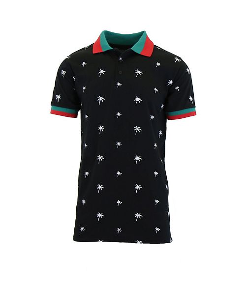 Galaxy By Harvic Men's Short Sleeve Printed Pique Polo Shirts .