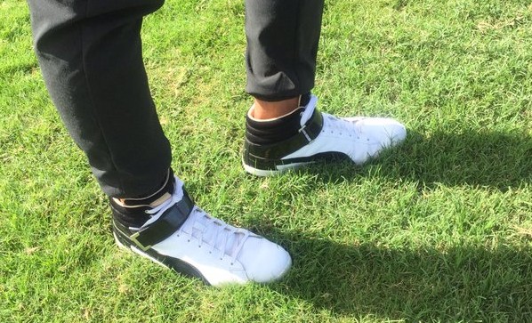 Rickie Fowler is sporting some high-top Puma golf sho
