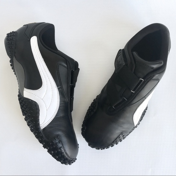 Puma Shoes | Mostro Black White Leather Velcro Trainers | Poshma