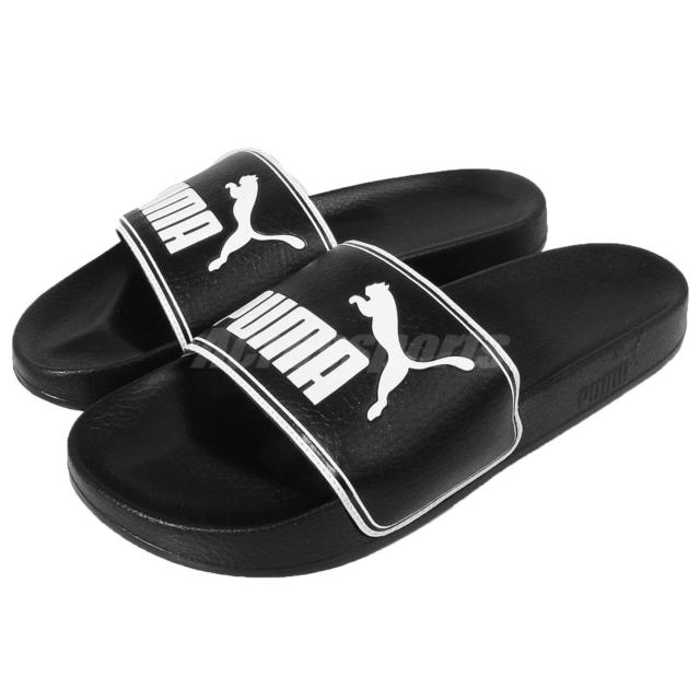 Puma Leadcat Black White Big Logo Men Sandals Slides Slippers .