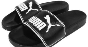 Puma Leadcat Black White Big Logo Men Sandals Slides Slippers .