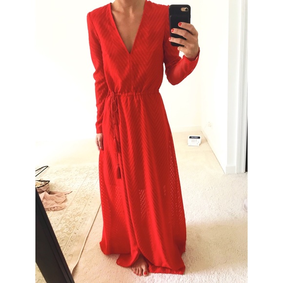 H&M Dresses | Hm Red Maxi Dress Size 4 | Poshma