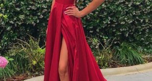 Spaghetti Straps Red Prom Dress,Sexy Prom Dress,Cheap Long Prom .