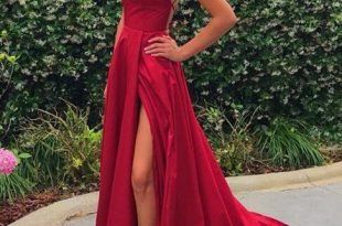 Spaghetti Straps Red Prom Dress,Sexy Prom Dress,Cheap Long Prom .