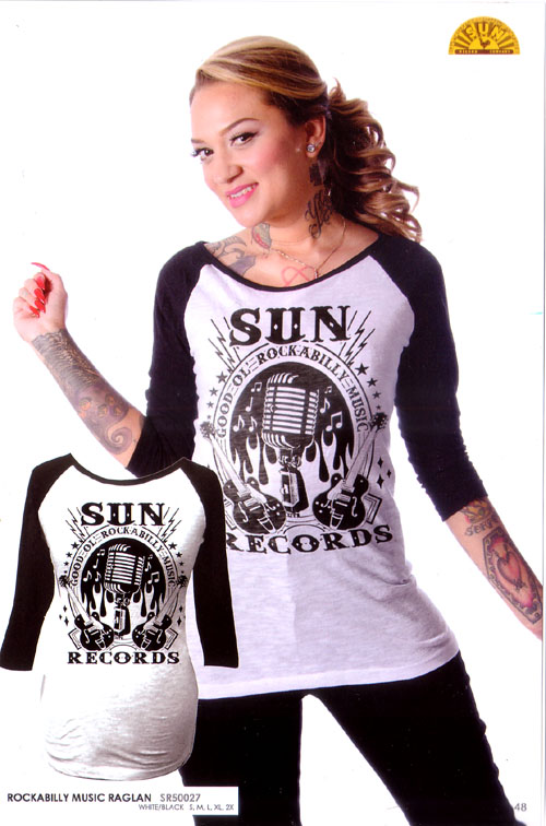 Sun Records- Rockabilly Music Girls Fitted Raglan Shirt by Steady .