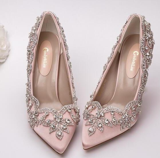 Wedding Shoes Bride Clear Heels Crystal Pumps Christmas Day .