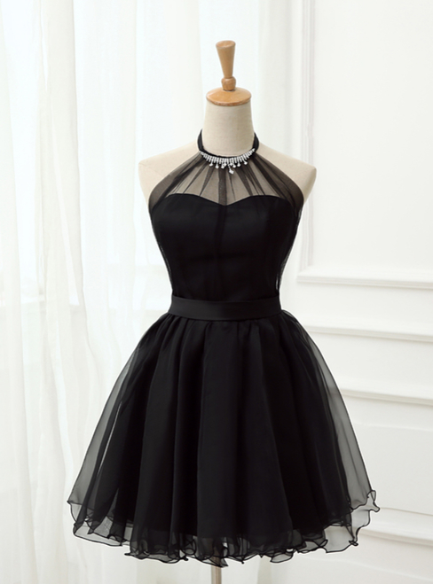 Cute Little Black Short Homecoming Dresses Halter Short Prom Dress