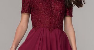 Short-Sleeve Off-Shoulder Homecoming Dress - PromGi