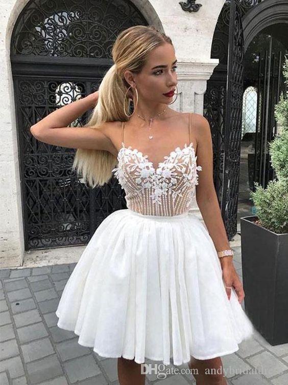 Discount Spaghetti Straps Short Wedding Dresses 2020 Petals .