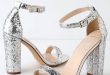 Stunning Glitter Heels - Silver Heels - Ankle Strap Hee