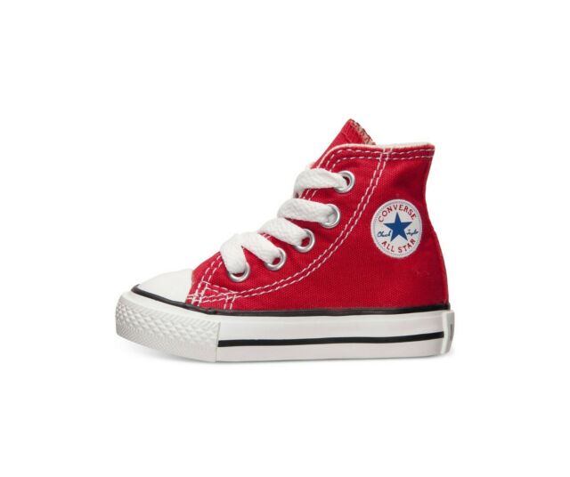 CONVERSE All Star Hi Top Shoes Red White Canvas Baby Toddler Boys .