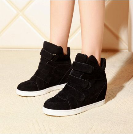 Womens Trendy Velcro Wedge Sneaker | Suede ankle boots heels .