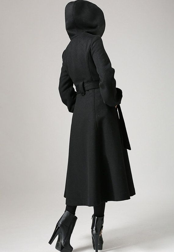Gray wool coat, long trench coat, womens coats, dress coat, swing .