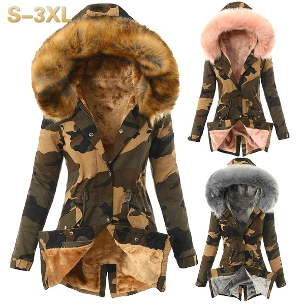 S-3XL Camouflage Winter Womens Parka Casual Outwear Military .