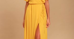 Lovely Golden Yellow Dress - Wrap Dress - Maxi Dre